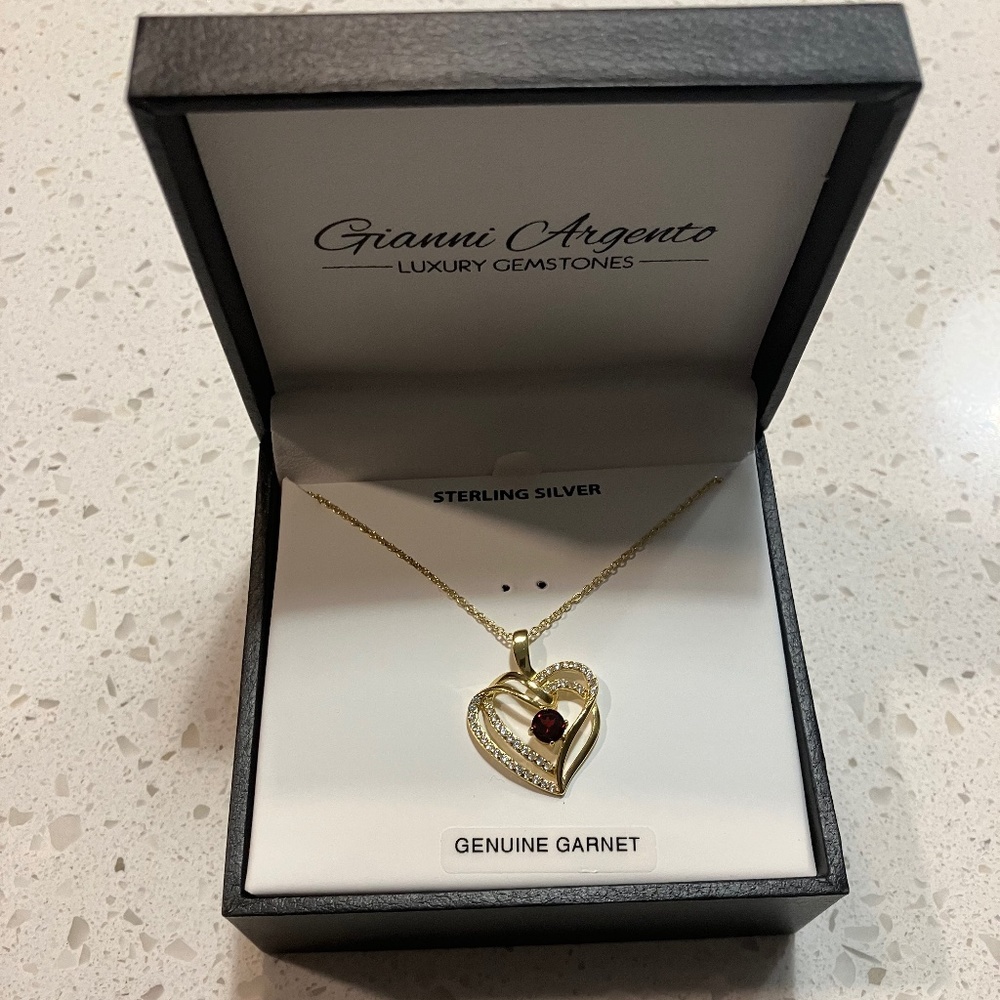 Garnet Heart Necklace (Brand New)